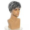 Short straight hair wigs, cross-border wigs, stylish straight hair covers for European and American men, gradient gray short hair wholesale on Amazon Specification image